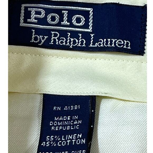 Polo Ralph Lauren Men’s 35x30 Tan Linen Blend Pleated Front Cuffed Dress Pants - Picture 3 of 9